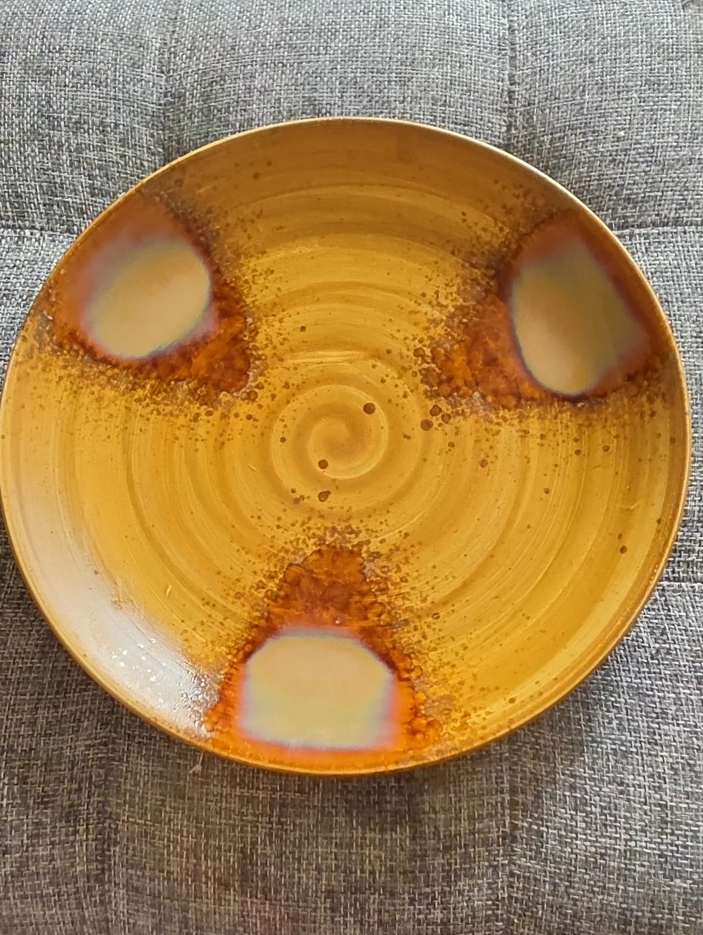 Sango Splash 4951 Brown Stoneware 8.25 Plates with Concentric Glaze Set of 4